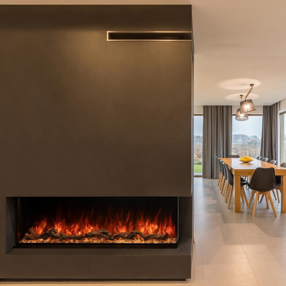Modern Flames Landscape Pro Multi 3-Sided Smart Electric Fireplace on Dividing Wall