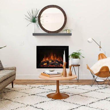 Modern Flames Redstone 36" Electric Fireplace with Black Mantel in scandi space
