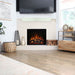 Modern Flames Redstone Electric Fireplace with white mantel in transitional living room