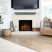 Modern Flames Redstone Electric Fireplace with gray mantel in transitional living room