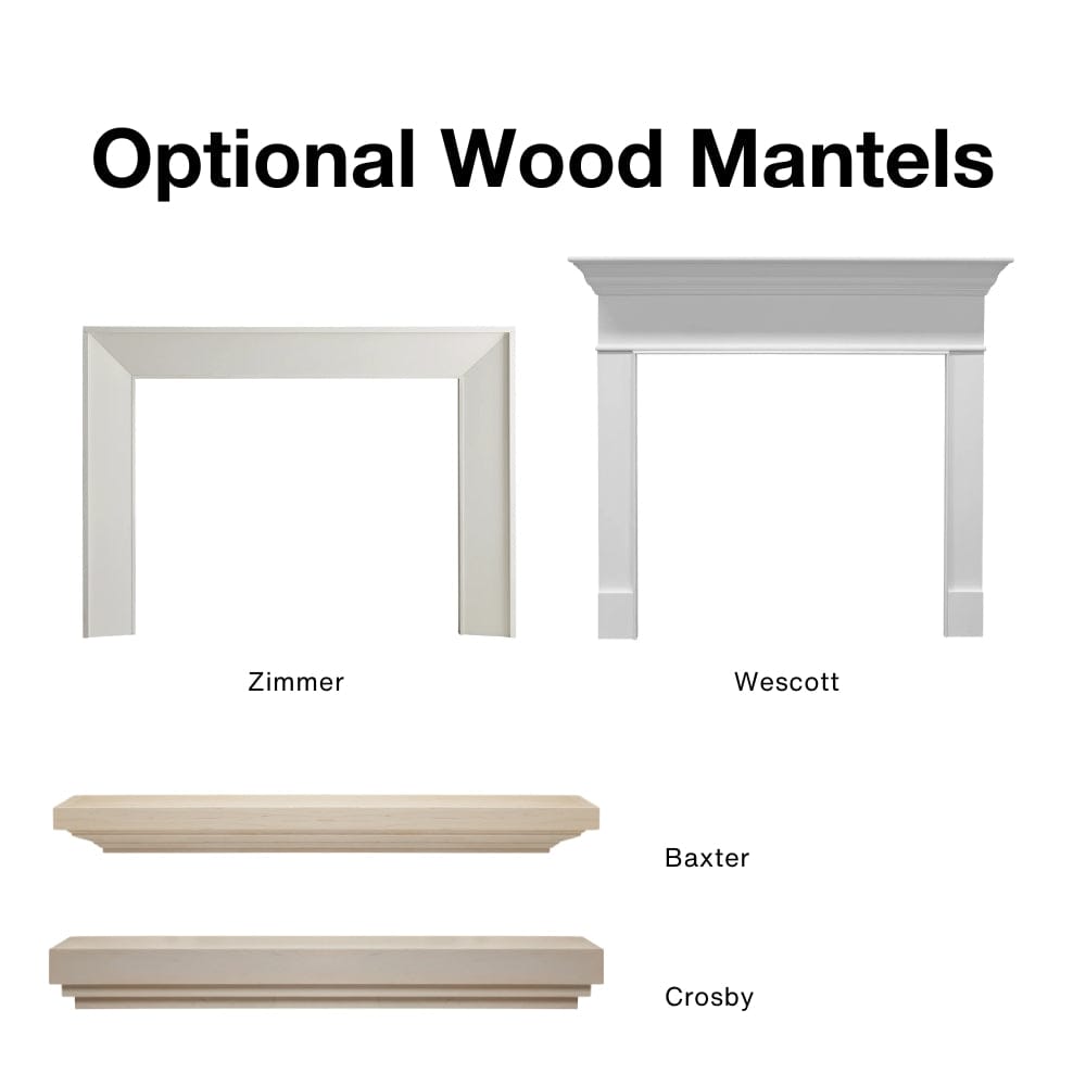 optional wood mantel shelves