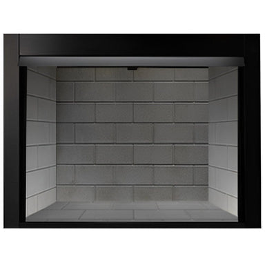 Monessen Lo-Rider Vent Free Clean Face Gas Firebox with Concrete Gray Stacked Brick Liner
