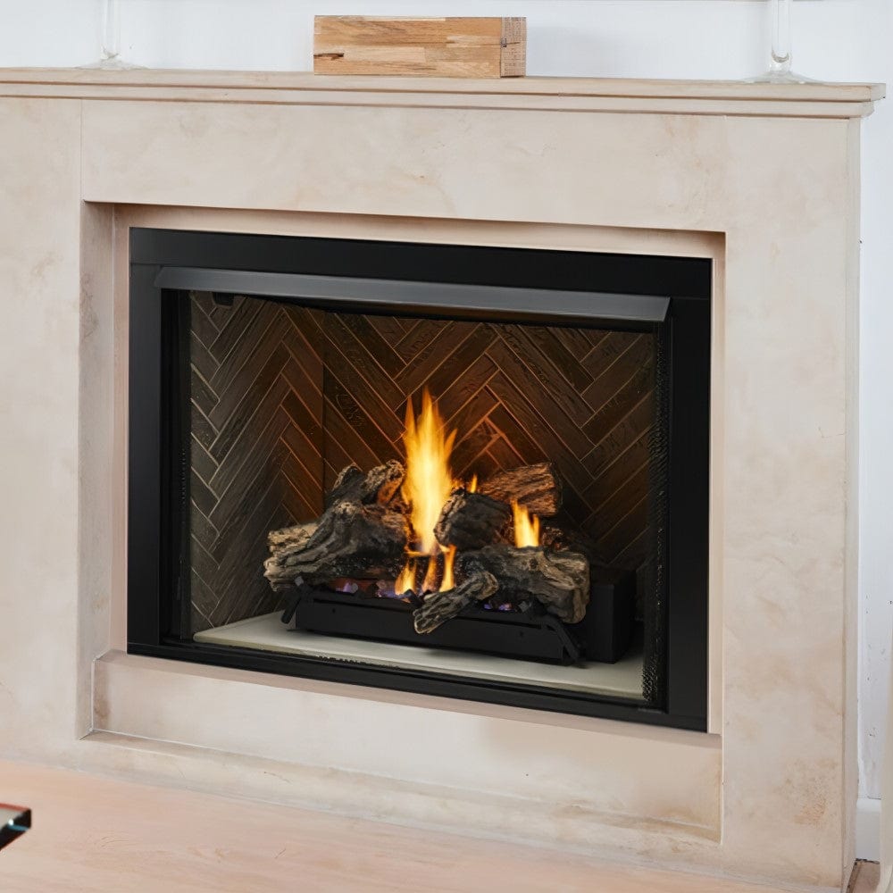 Lo-Rider Clean Face Vent Free Gas Firebox with Brown Herringbone Liner