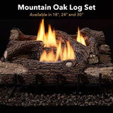 Mountain Oak log set for the Monessen Lumonessen burner, available in 18, 24 and 30 inches