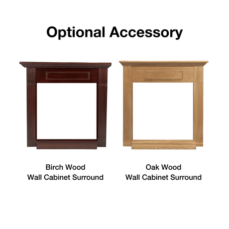Optional accessory wall cabinet surround with built-in hearth