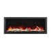 napoleon astound 62" electric fireplace with orange flames birch logs and glass beads