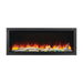 napoleon astound 62" electric fireplace with birch logs and blue ember bed lights