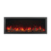 napoleon astound 62" electric fireplace with driftwood logs and red orange flames