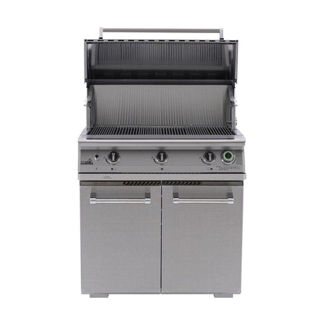 PGS Legacy Pacifica S36T 39-Inch Built-In Gas Grill with Timer with hood open