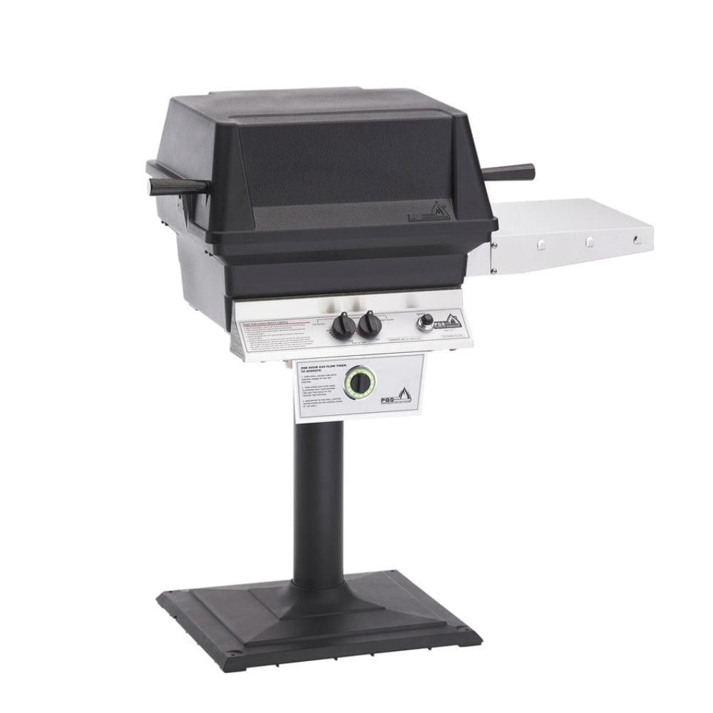 Side View of Performance Grilling Systems T30 Gas Grill with Permanent Post and Base