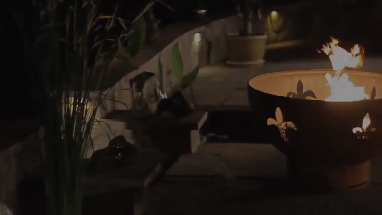 Fire Pit Art Fleur de Lis Handcrafted Steel Fire Pit