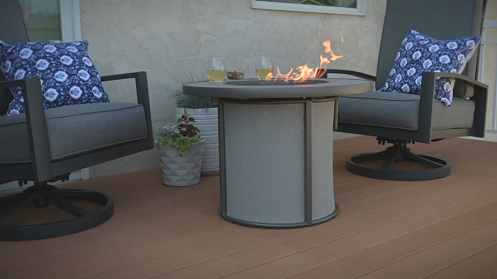 Grey Stonefire Round Gas Fire Pit Table Video