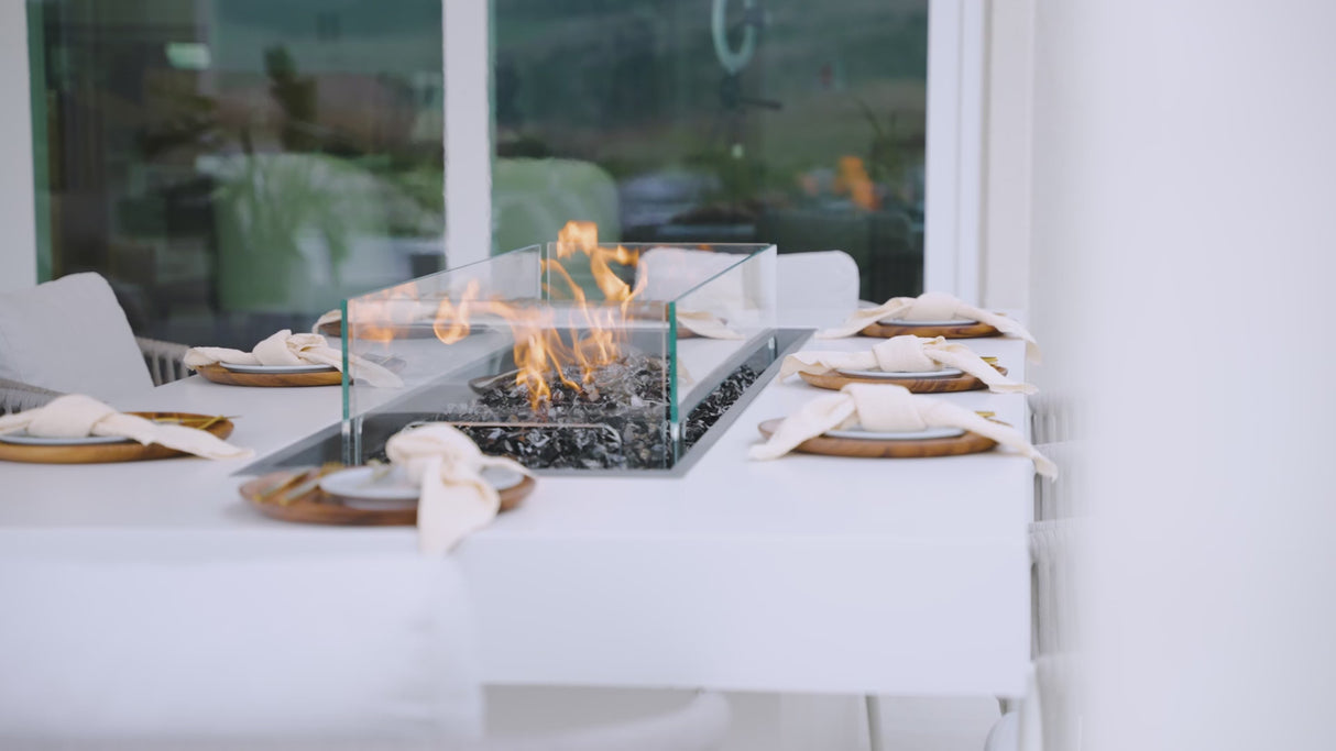 EcoSmart Fire Gin 90 Dining Height Rectangular Fire Pit Table at Outdoor Dining Video