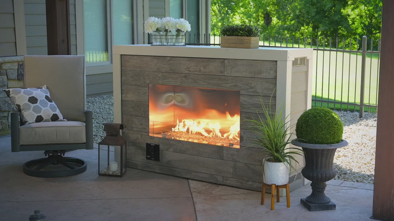 Video of Outdoor Greatroom Ready To Finish Outdoor Gas Fireplace on a Patio