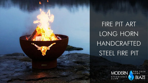 Fire Pit Art Long Horn Handcrafted Steel Fire Pit