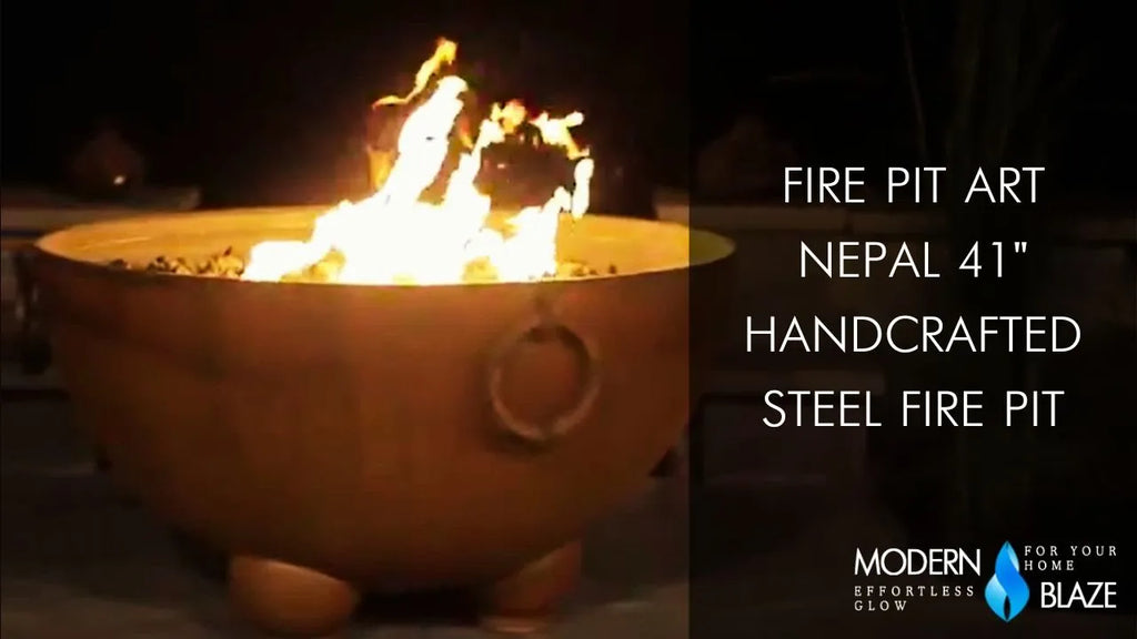 Fire Pit Art Nepal 41" Handcrafted Steel Fire Pit