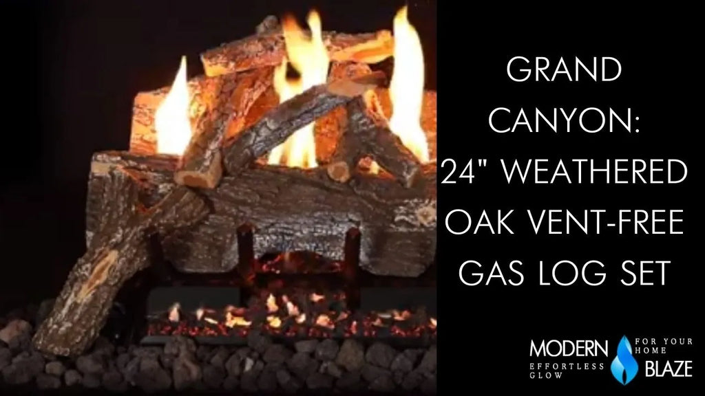 Grand Canyon Weathered Oak Vent-Free Indoor Gas Log Set Insert — Fyre Direct