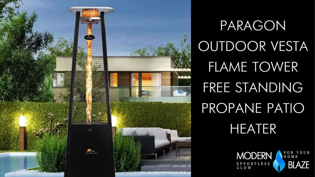 Paragon Outdoor Vesta Flame Tower Free Standing Propane Patio Heater Video