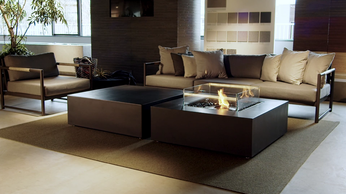 EcoSmart Fire Base 40-Inch Square Fire Pit Table Live Scene