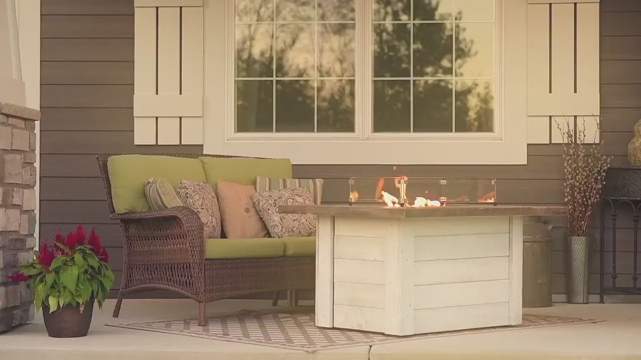The Outdoor GreatRoom Company- Alcott 48' Rectangular Gas Fire Pit Table Video