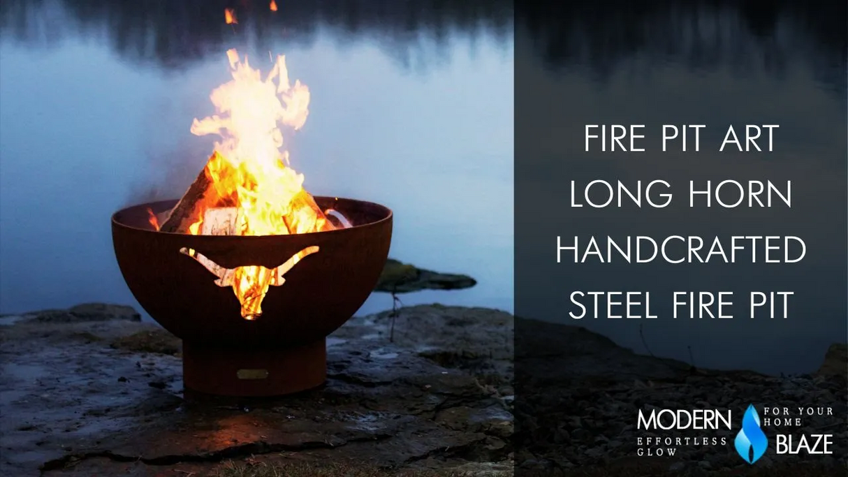 Fire Pit Art Long Horn Handcrafted Steel Fire Pit