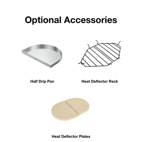 Primo Oval Ceramic Kamado Grill Optional Drip Pan, Deflector Rack and Plates