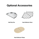 Primo Oval Ceramic Kamado Grill Optional Drip Pan, Deflector Rack and Plates