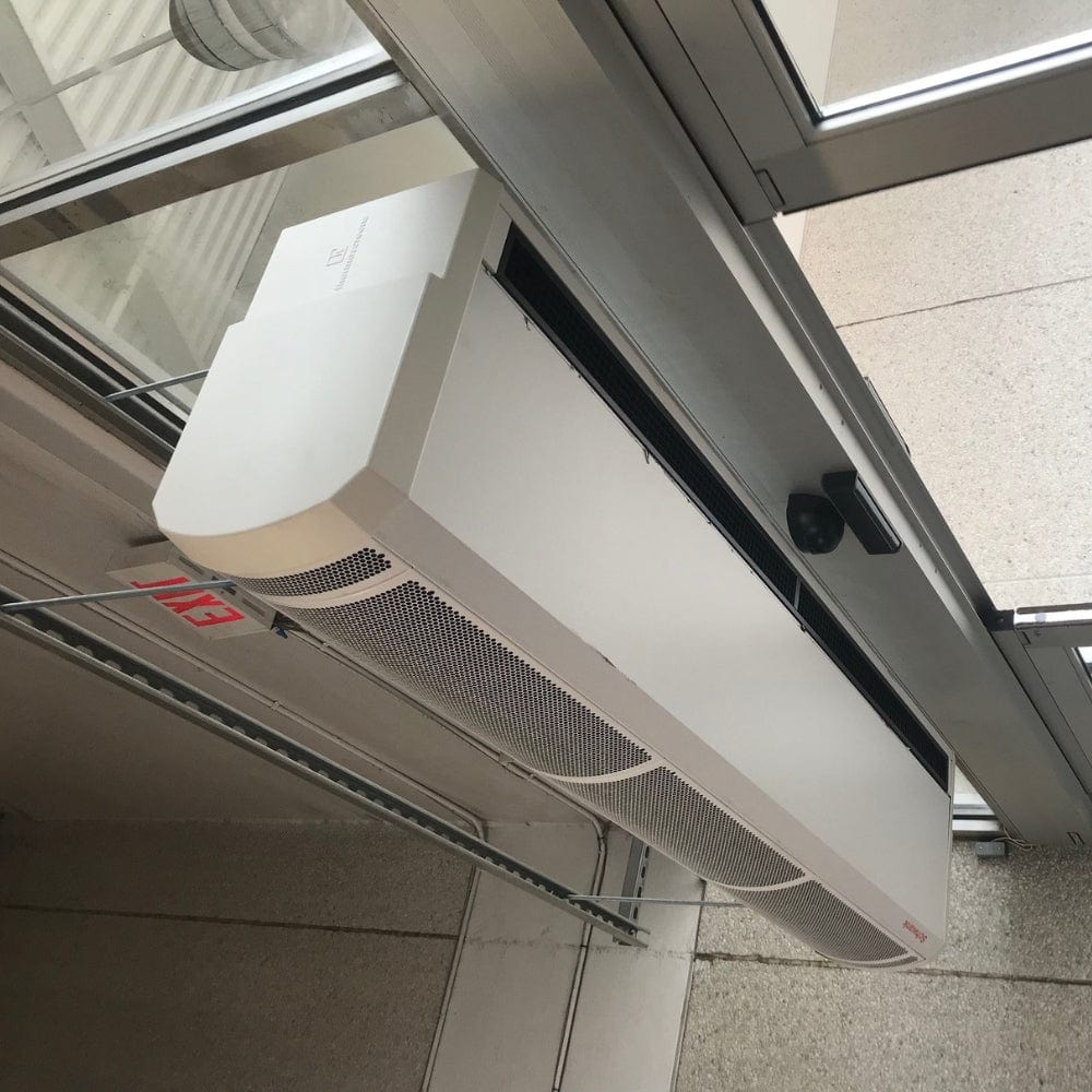 schwank breeze8 air curtain mounted on a beam
