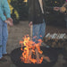 burning firewood on the seasons fire pits elliptical steel fire pit
