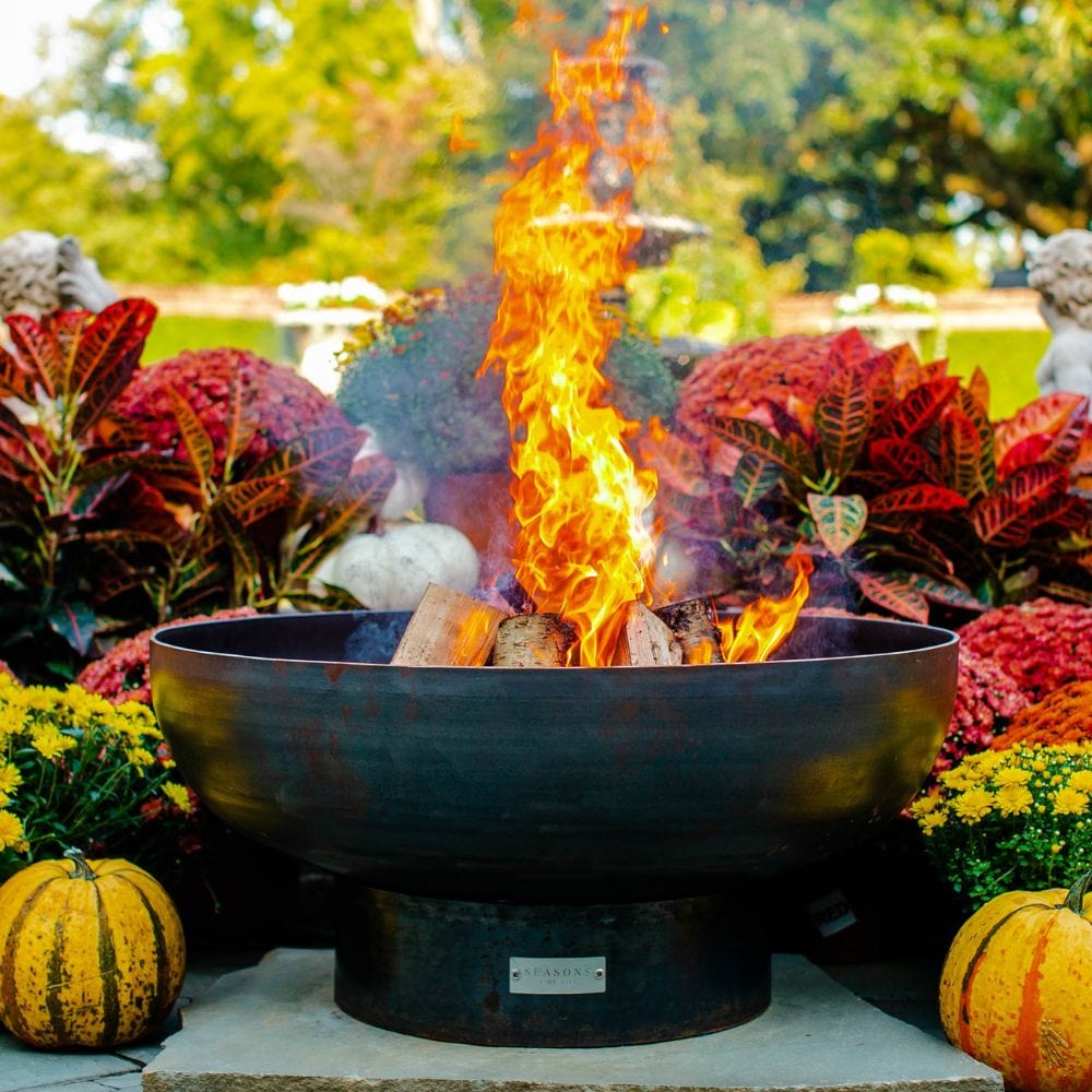 seasons fire pits elliptical steel fire pit during the holidays
