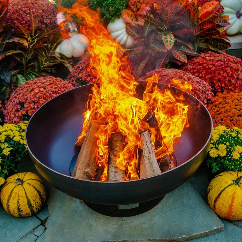 clean sleek lines of the seasons fire pits elliptical steel fire pit