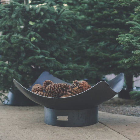 Seasons Fire Pits Quadrilateral Square Steel Fire Pit near christmas trees