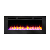 simplifire allusion 48-inch electric fireplace with multicolor flames and pink ember lights