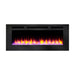simplifire allusion 48-inch electric fireplace with multicolor flames and pink ember lights