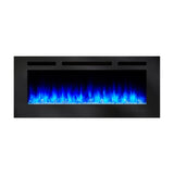simplifire allusion 48-inch electric fireplace with blue flames and blue ember lights