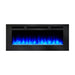 simplifire allusion 48-inch electric fireplace with blue flames and blue ember lights