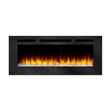 simplifire allusion 48-inch electric fireplace with orange flames and white ember lights