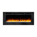 simplifire allusion 48-inch electric fireplace with orange flames and white ember lights