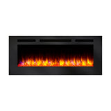 simplifire allusion 48-inch electric fireplace with orange flames and red ember lights