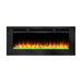 simplifire allusion 48-inch electric fireplace with orange flames and green ember lights