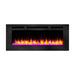 simplifire allusion 48-inch electric fireplace with orange flames and pink ember lights