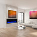 simplifire allusion platinum 60" electric fireplace with artwork above it