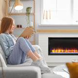 reading a book by the simplifire allusion platinum 50 electric fireplace with boyd build out kit