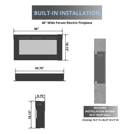 Simplifire Forum 43 Electric Fireplace Specs