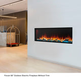 Simplifire Forum 58-Inch Outdoor Electric Fireplace without trim in a hotel lobby