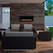 Simplifire Forum 46" Built-In Outdoor Electric Fireplace with trim in a cozy patio setting