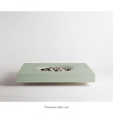 Solus Halo Low Square Concrete Gas Fire Pit in Pistachio