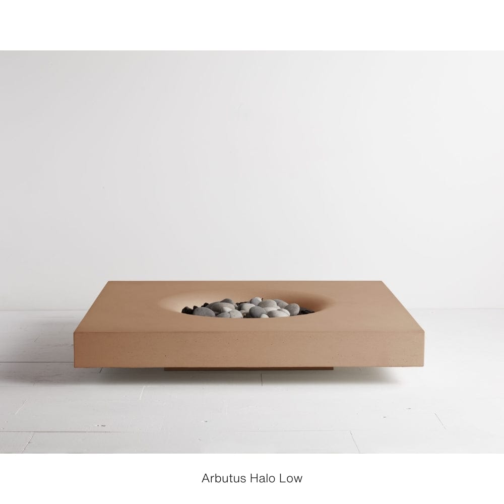 Solus Halo Low Square Concrete Gas Fire Pit in Arbutus