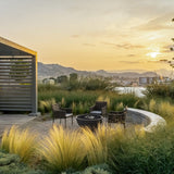 solus hemi gas fire pit in a garden