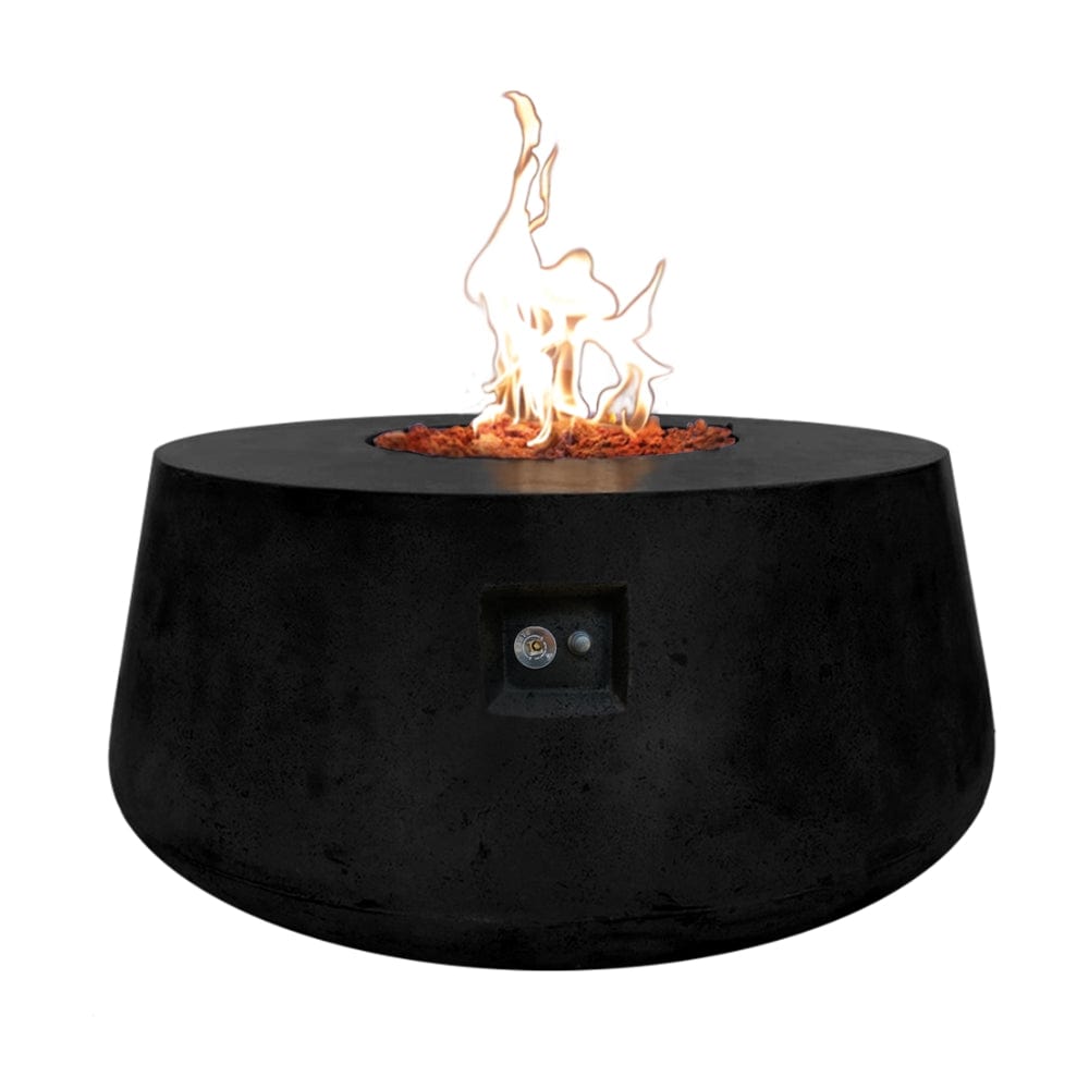 Stonelum Indiana 01 47-Inch Round Concrete Gas Fire Pit in Black